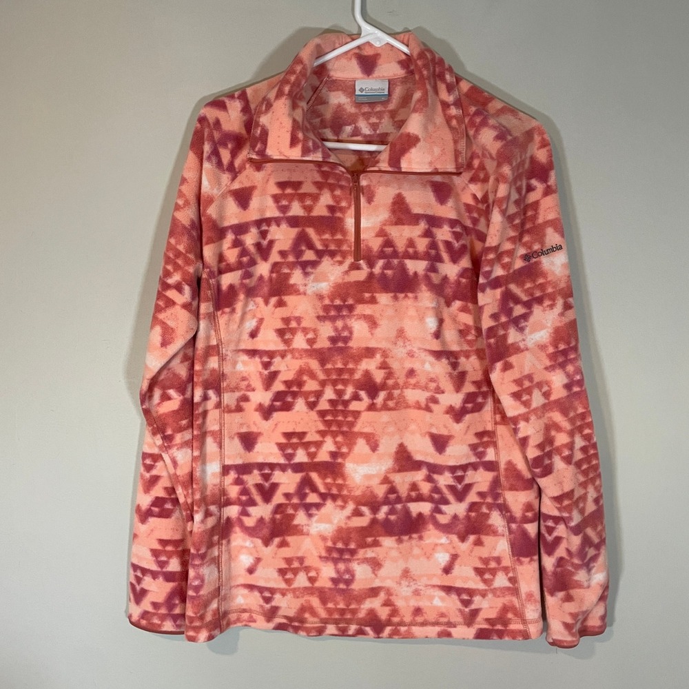 Columbia Womens XL Glacial IV Quarter Zip Fleece Pullover Aztec Pink Tribal